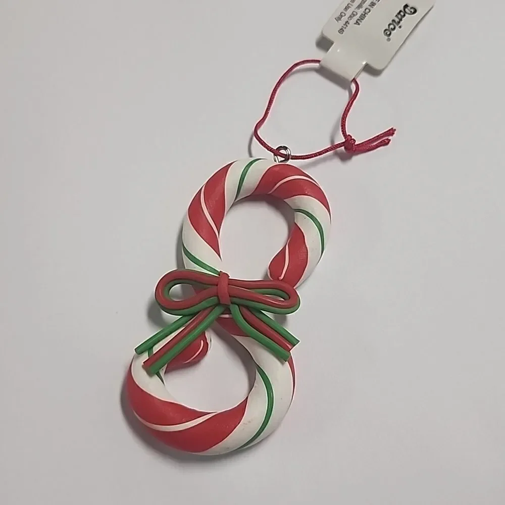 Christmas Ornament Candy Cane Red White Green Xmas New S Shape Initial